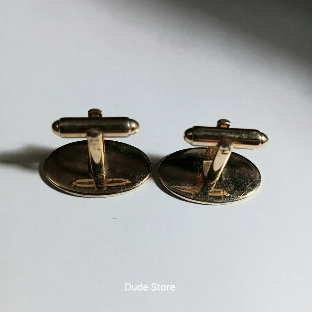Vintage Dante Diamond Cut Oval Gold Tone 1-Inch Cuff Links *With Original Box*